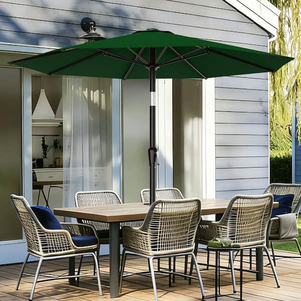 9 foot patio table umbrella Kingdom 9FT Patio Outdoor Umbrella w/Push Button Tilt and Crank, 8 Sturdy Ribs, UV Resistant Waterproof Market Umbrella for Pool, Deck, Backyard, Garden, Apple Green : Patio making it perfect for patios OGETFUUR 9 ft. Alloy Steel