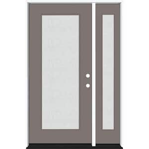 Legacy 53 in. x 80 in. Full Lite Rain Glass LHIS Primed Kindling Finish Fiberglass Prehung Front Door with 14 in. SL