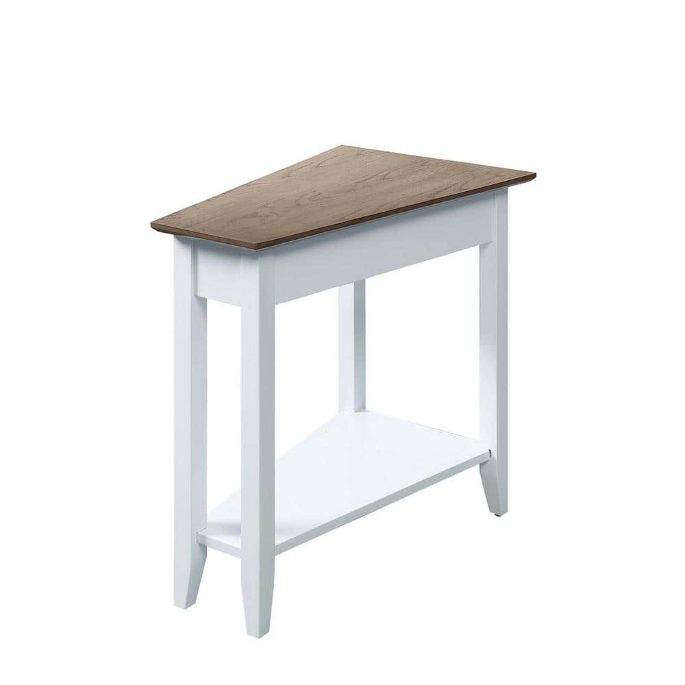 white wedge end table