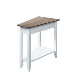 American Heritage 16 in. W x 24 in. H Driftwood and White Rectangular Wood End Table with Wedge Shape