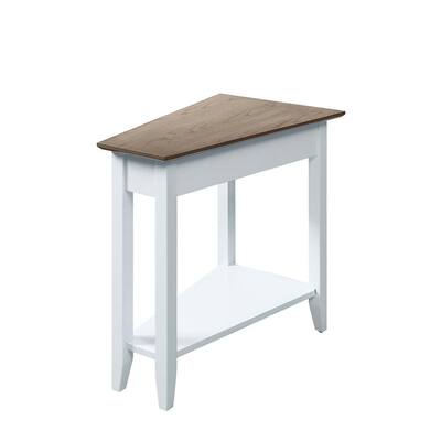 American Heritage 16 in. W x 24 in. H Driftwood and White Rectangular Wood End Table with Wedge Shape