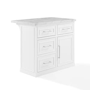 Cutler White Faux Marble 42 in. Kitchen Island