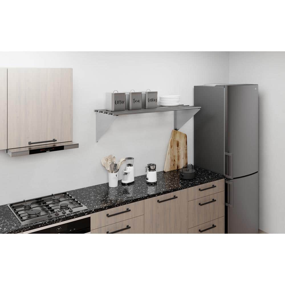 48" Stainless Steel Tubular Floating Wall Shelf with Brackets