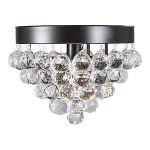 Madrid 12-1/2 in. 1-Light Bronze Semi-Flush Mount Crystal Ceiling Light