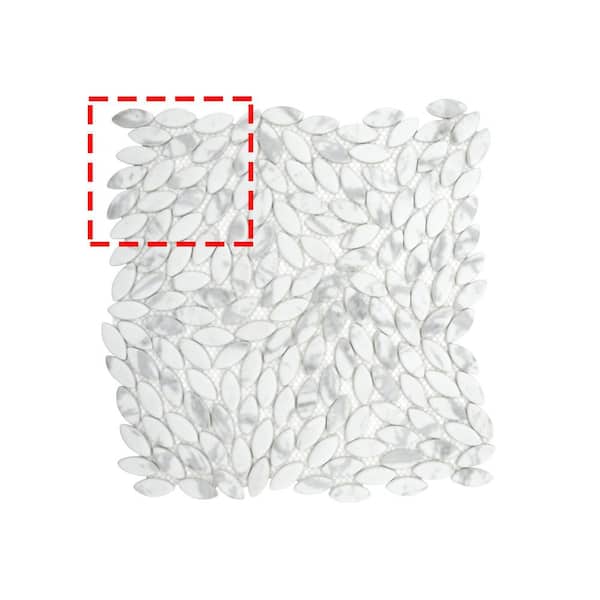 Flower Carrara White 6 in. x 6 in. Matte Recycled Glass Marble Looks Floor and Wall Mosaic Tile (0.25 sq. ft. /Case)