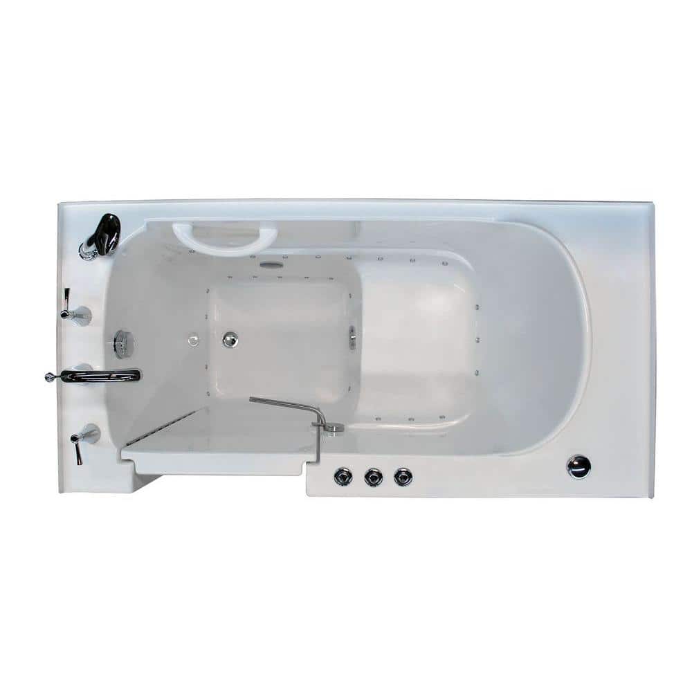 Tucson 60'' x 30'' White Fiberglass Walk-in Air Bathtub with Faucet
