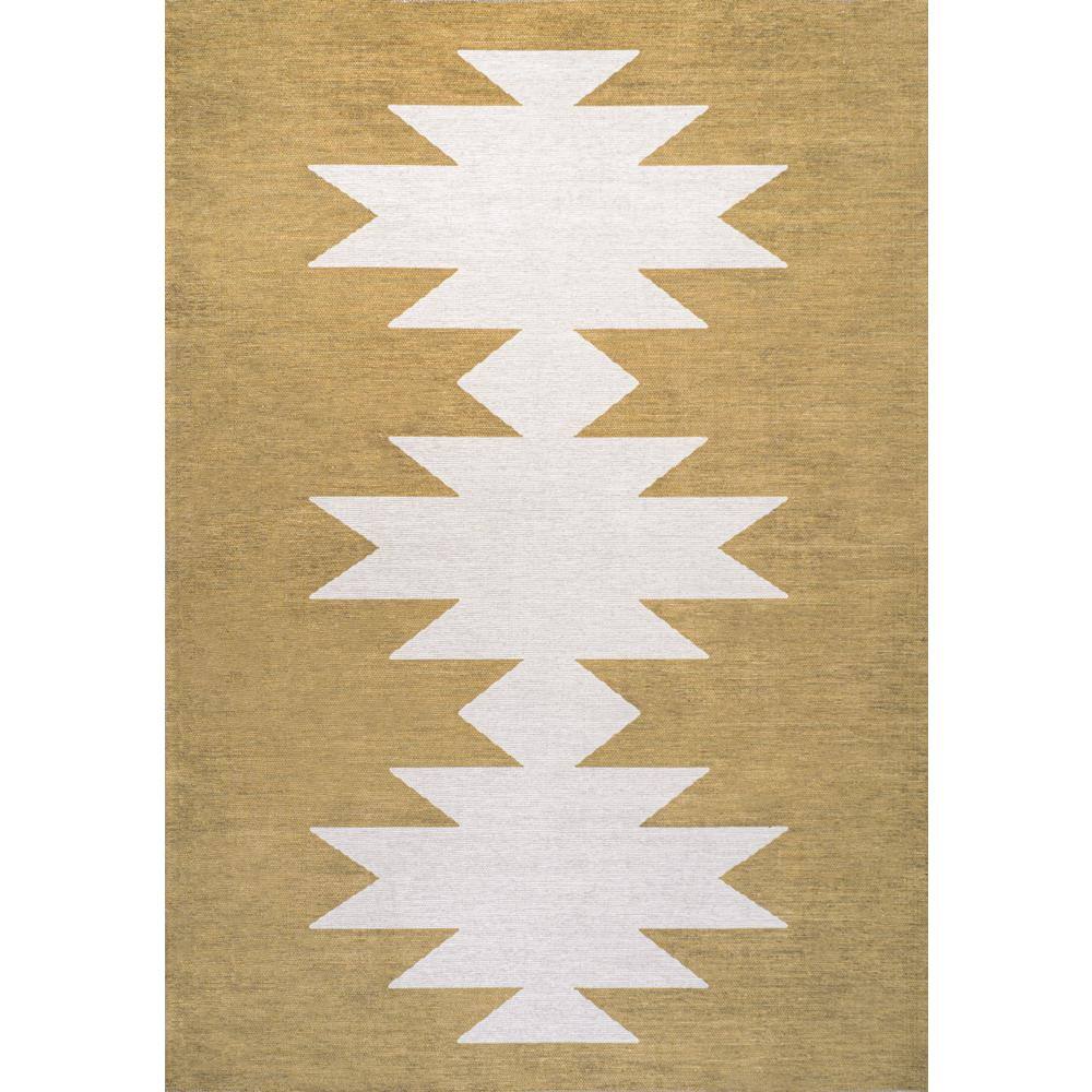 Sunny Medallion 4' x 6' Yellow & Cream Reversible Area Rug
