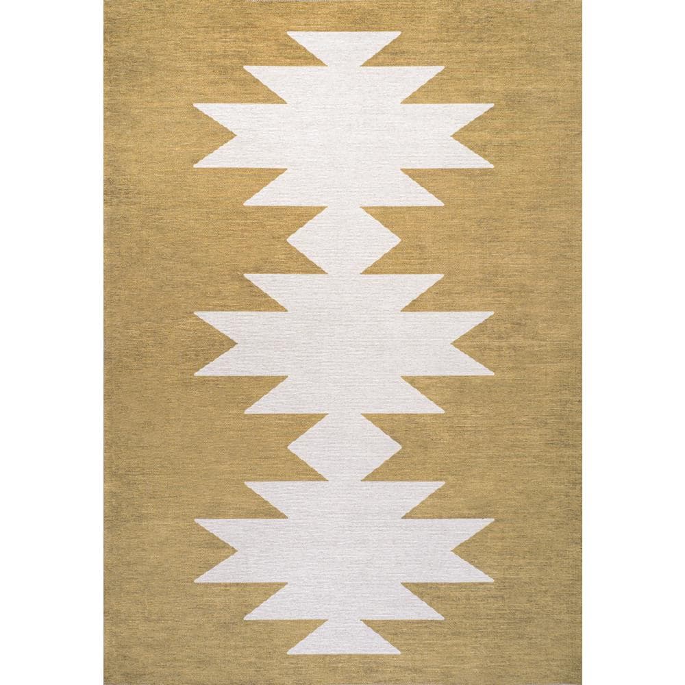 Chayton 8' x 10' Yellow and Cream Geometric Washable Area Rug