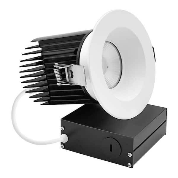 4 in. Integrated LED Trimless Regressed Spotlight with Round White Trim, 5CCT, CRI90, 22W, 1700LM, Dimmable, IC Rated