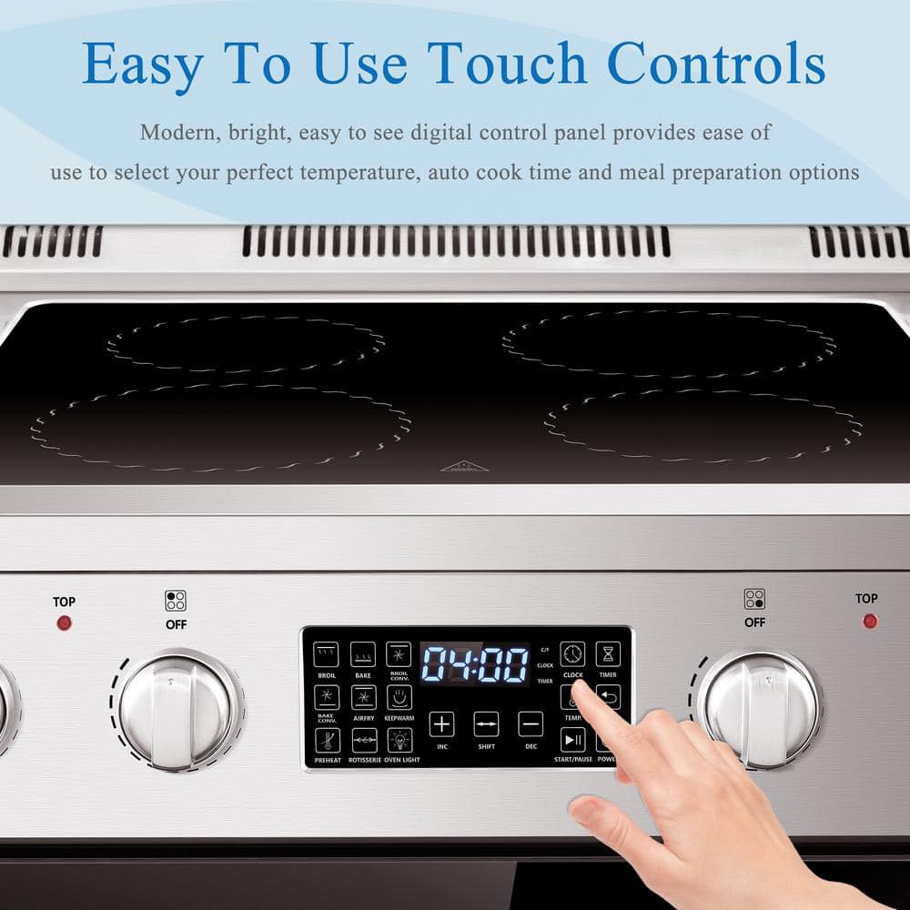 Lanbo 24 Inch Stainless Steel Freestanding Electric Range with Convection Oven
