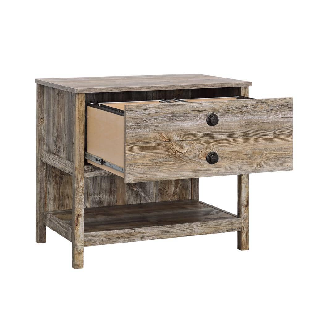 Rustic Cedar 1-Drawer Lateral File Cabinet with Open Shelf
