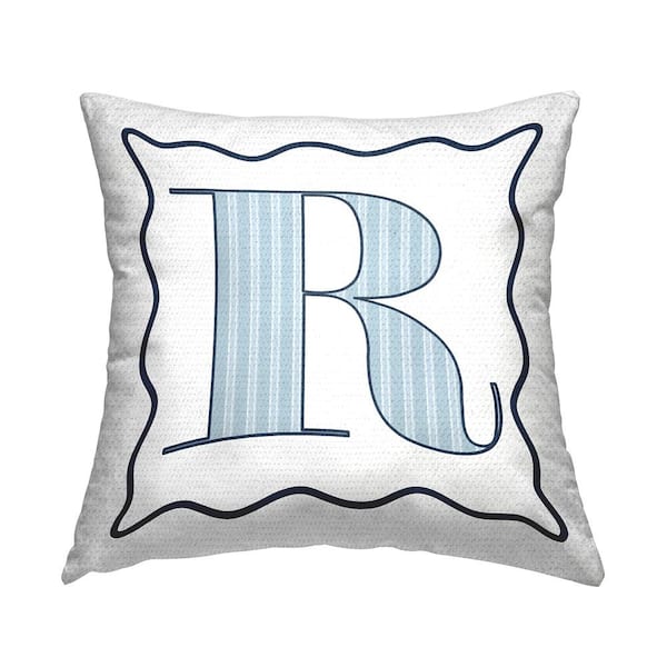 Stupell Industries Polka Dot Blue Letter R Square Outdoor Throw Pillow