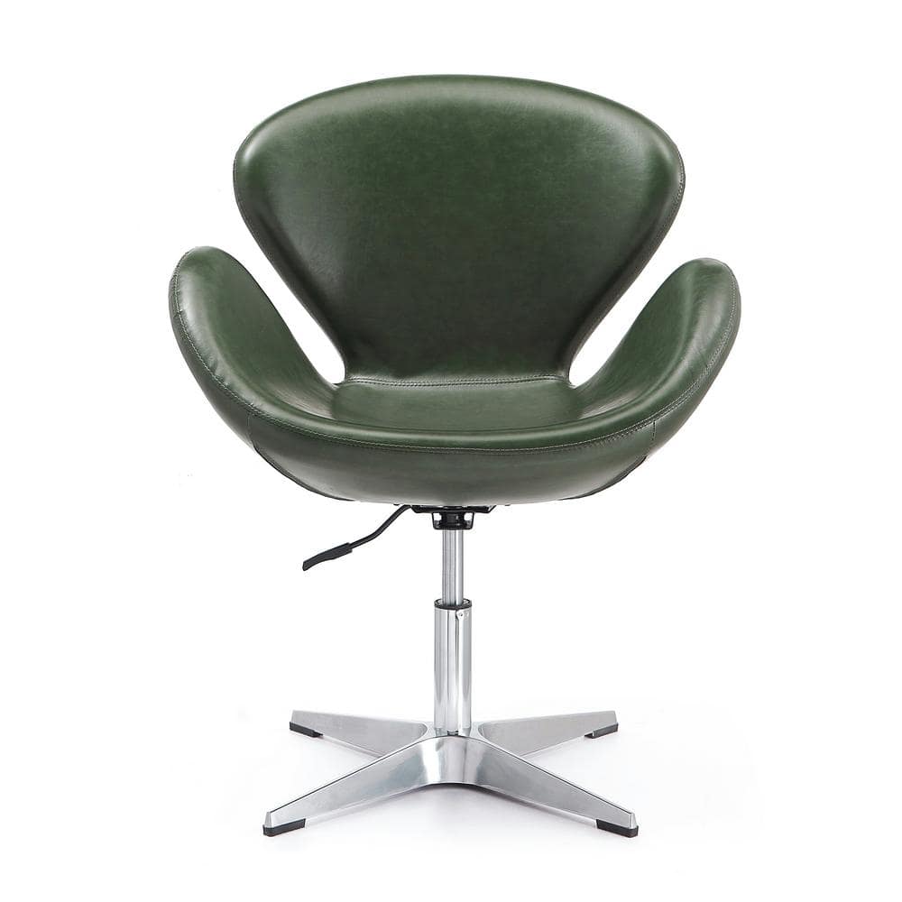 Forest Green Faux Leather Swivel Chair, Set of 2