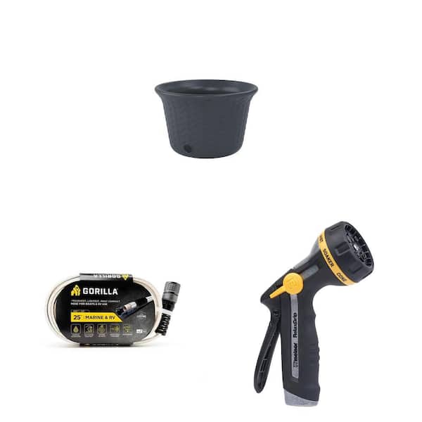 100 ft. Herringbone Hose Pot, 1/2 in. x 25 ft. Marine/RV Hose, and 8-Pattern Adjustable Nozzle Combo