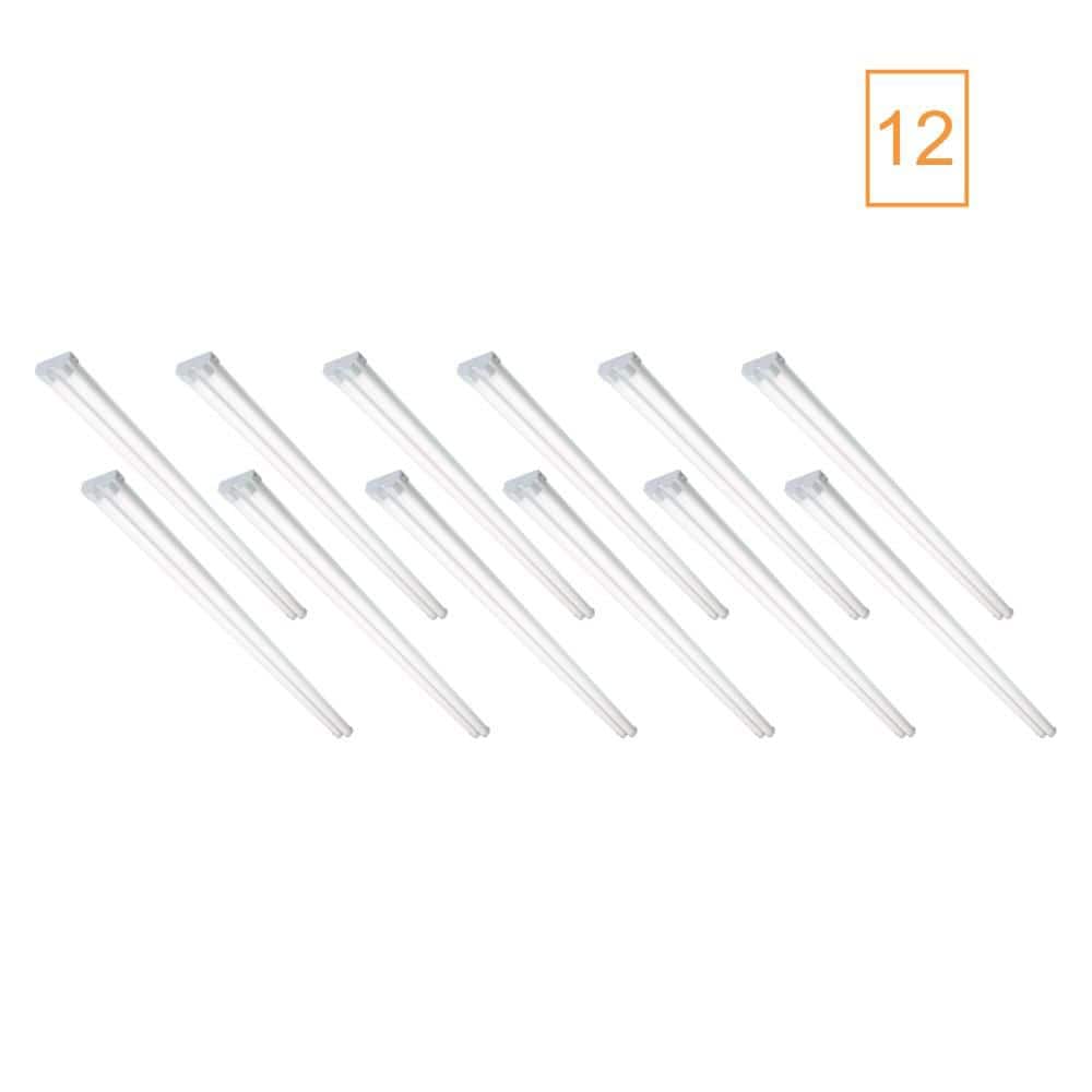 12-Pack 8 ft. Integrated LED White Strip Light Fixture 4000K Bright White 9000LM 120V Workshop Basement Utility Light price history on PriceWatchPro