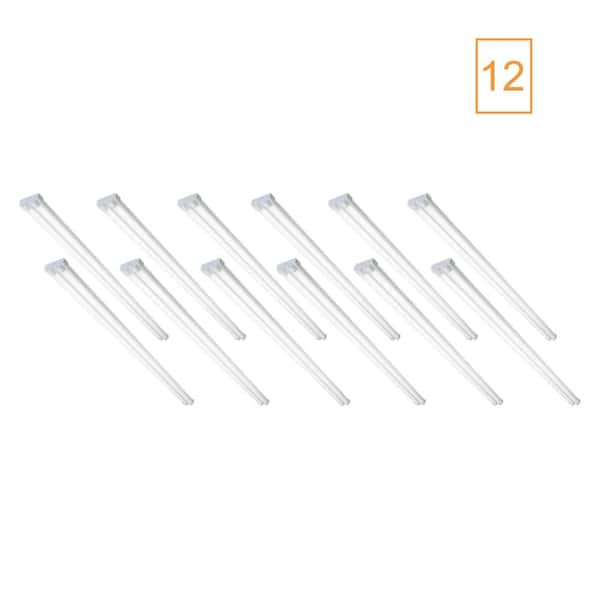 12-Pack 8 ft. 9000 Lumens Integrated LED White Strip Light Fixture, 4000K CCT, Workshop Basement Utility Light