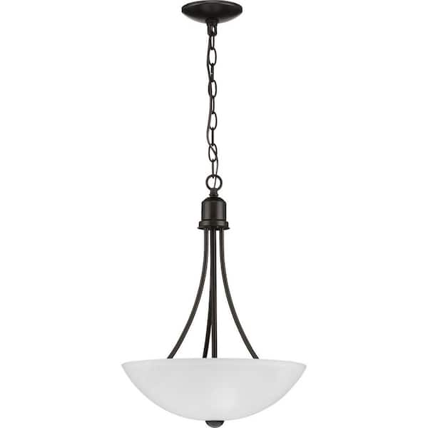 Progress Lighting Spirit 3-Light Pebbles Rustic Etched Glass Bowl Medium Hanging Pendant Light