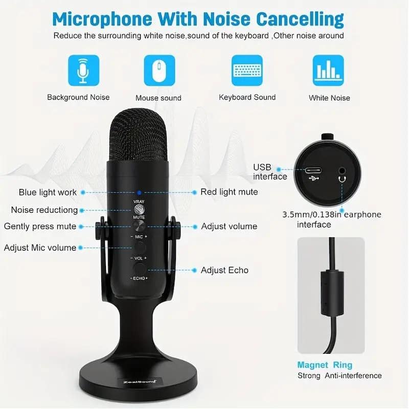 High Sensitivity USB Microphone in Black 1 (-Pack)