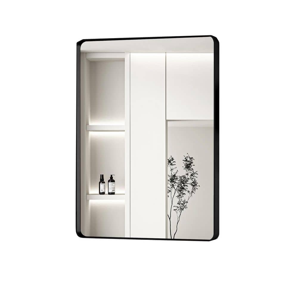 24 in. W x 32 in. H Rectangle Framed Wall Bathroom Vanity Mirror in Black price history on PriceWatchPro