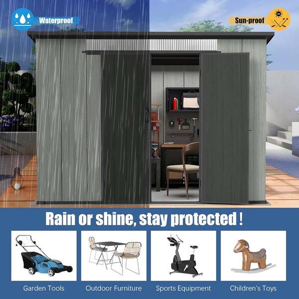 6 X 9 FT. Outdoor Resin Storage Shed with Lockable Door, Windows