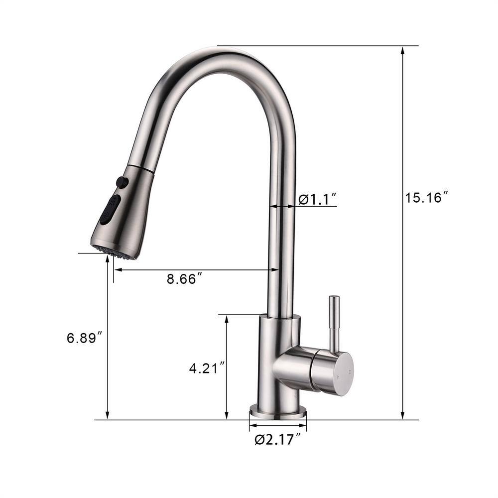 Brushed Nickel Stainless Steel Pull Down Kitchen Faucet