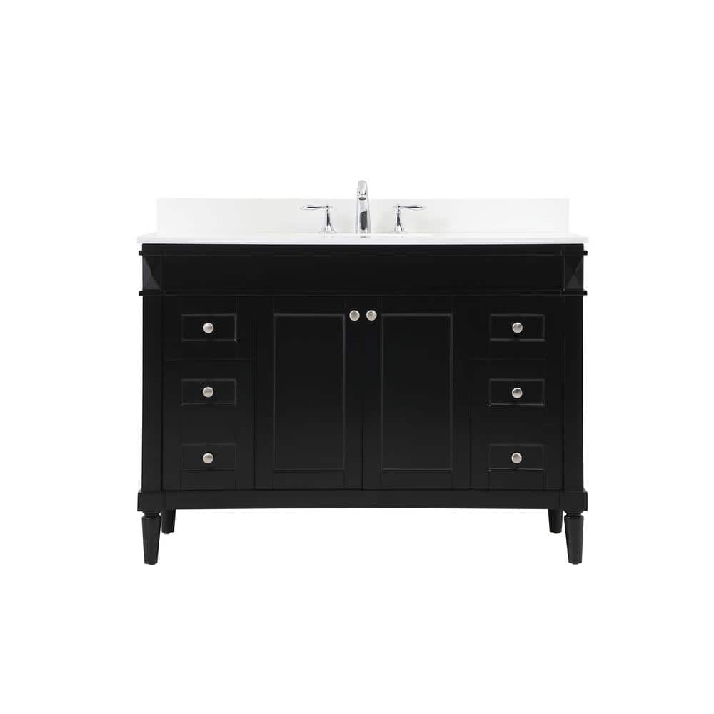 Simply Living 48 in. W x 21 in. D x 35 in. H Bath Vanity in Black with Ivor