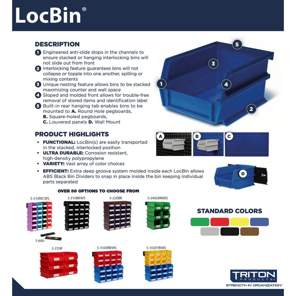 Blue Polypropylene Stackable and Collapsible Storage Bins, 6-Pack