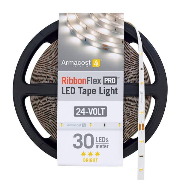 RibbonFlex Pro 65 ft. (20M) 24-Volt Hardwired Integrated LED Strip Light Tape, Soft Bright White (3000K), 30 LEDs/M