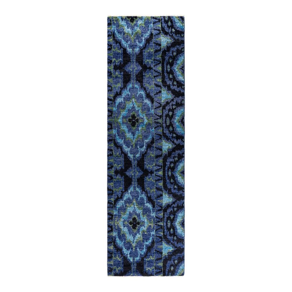 Modern-Contemporary Black 3 X 11 Hand-Knotted Wool Indoor Area Rug price history on PriceWatchPro