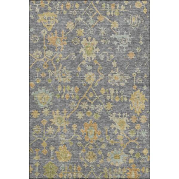 Mayfield Premium Machine Washable Abstract AMF1930 Gray 8 ft. x 10 ft. Area Rug