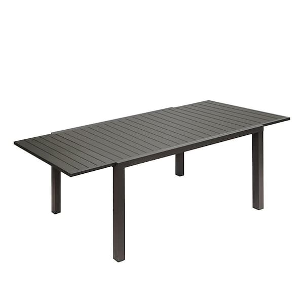 Unbranded Black Rectangular Aluminum Outdoor Dining Table for 6-8 Person with Extension