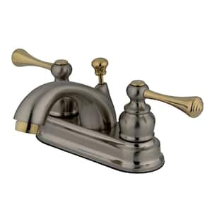 Vintage 4 in. Centerset 2-Handle Bathroom Faucet in Brushed Nickel and Polished Brass