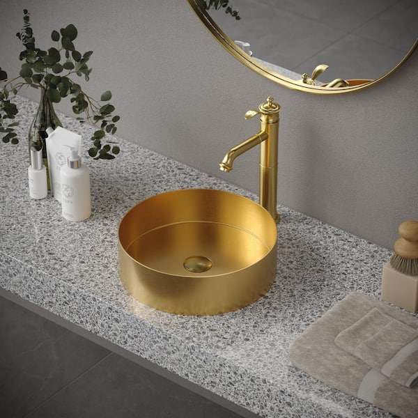 CCV200 14-1/4 in . Stainless Steel Vessel Bathroom Sink in Yellow