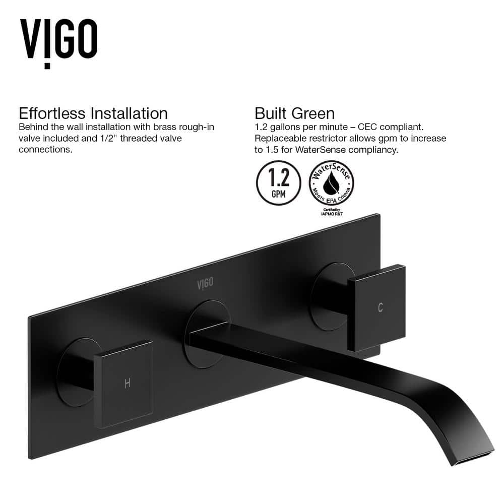 Contemporary Dual-Handle Black Nickel Wall-Mounted Bathroom Faucet