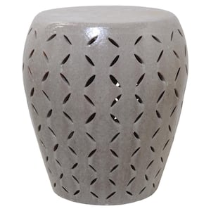 22 in. Gray Lattice Ceramic Garden Stool