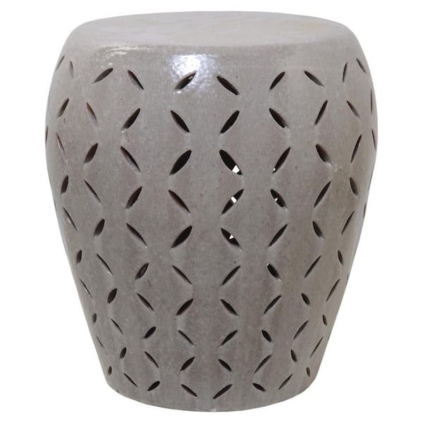 Lattice 22 in. H Gray Round Ceramic Garden Stool