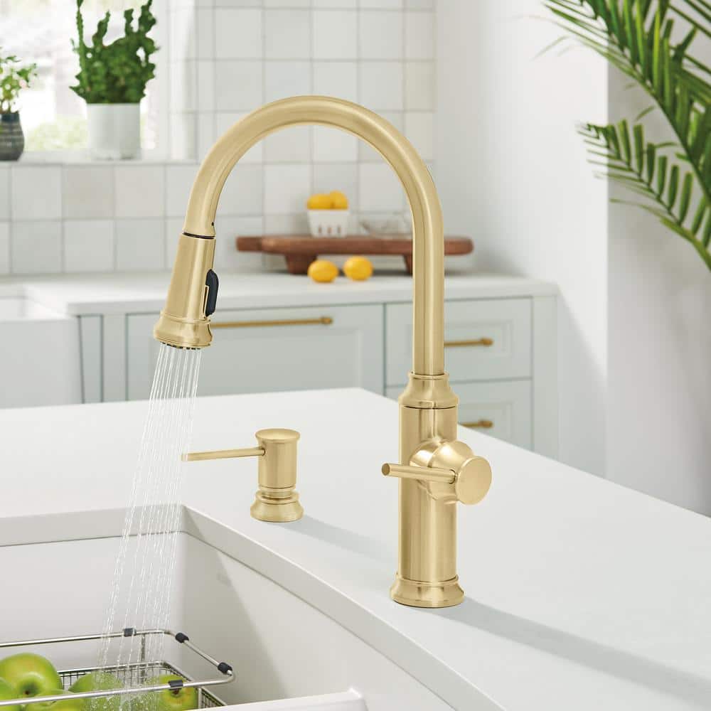 Satin Gold High Arc Pull Down Kitchen Faucet