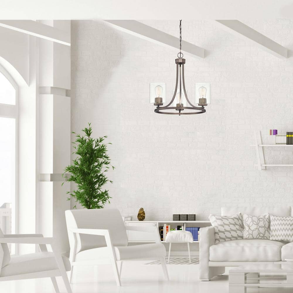 Liam Satin Copper Bronze 20" Transitional 3-Light Chandelier