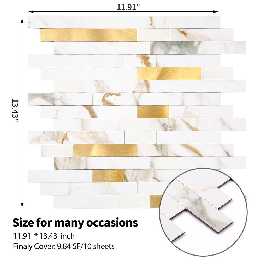 Cala Golden White and Gold PVC Wall Mural Tile