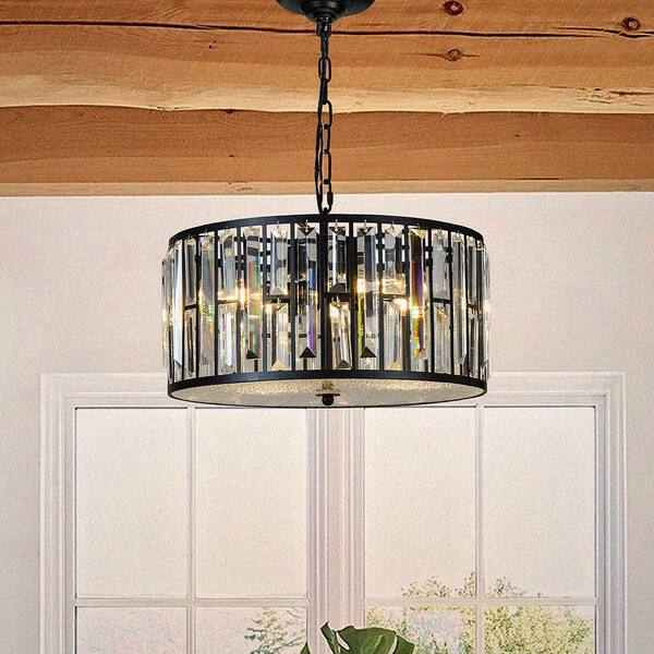 Elegant 4 Light Matt Black Crystal Chandelier With Wrought Iron Accents 8012d40mb Light Matt Black Crystal Chandelier, Velvet Chandelier Cord Cover Pottery Barn