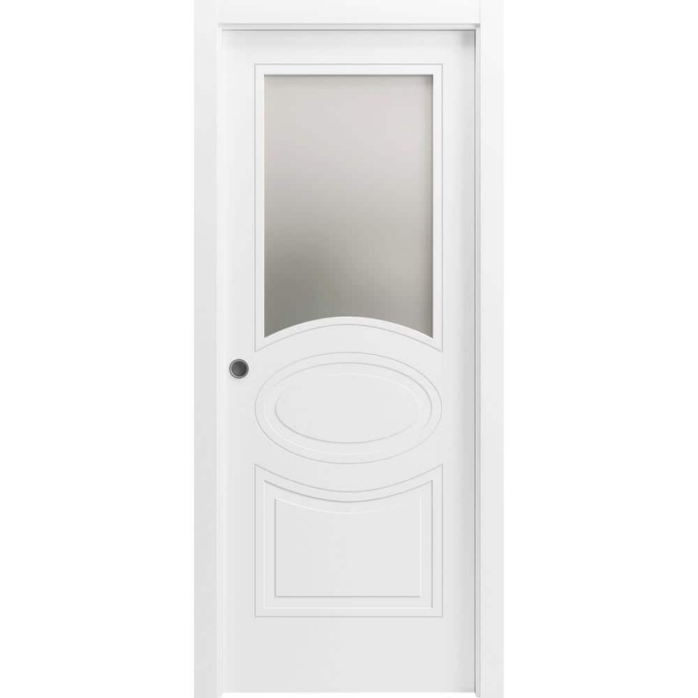 Assemble Required 42 in. x 84 in. 1-Panel Painted White Finished MDF Sliding Door with Hardware price history on PriceWatchPro