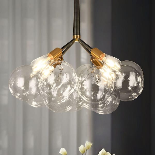 Henveton Kinlea 4-Light Bronze Modern Sphere Chandelier for Kitchen Island, Living Room and Dining Room with No Bulbs Included