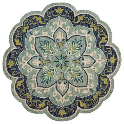 Dazzle LR54077-TEA60RD Teal Round 6 ft. Indoor Area Rug
