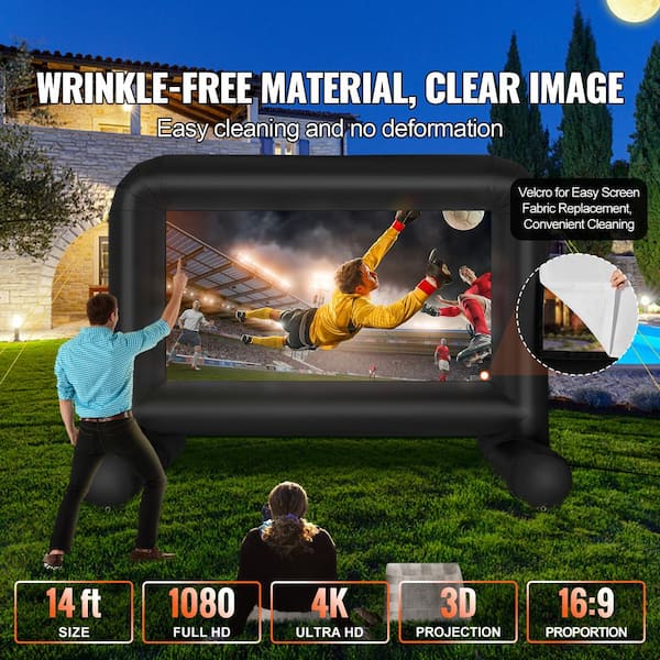 14 ft. Inflatable Movie Screen with Blower and Carrying Bag, Oxford Fabric Blow-Up Projector Screen for Outdoor Parties