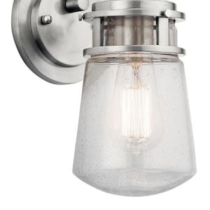 Lyndon 1-Light Brushed Aluminum Outdoor Hardwired Barn Sconce with No Bulbs Included (1-Pack)