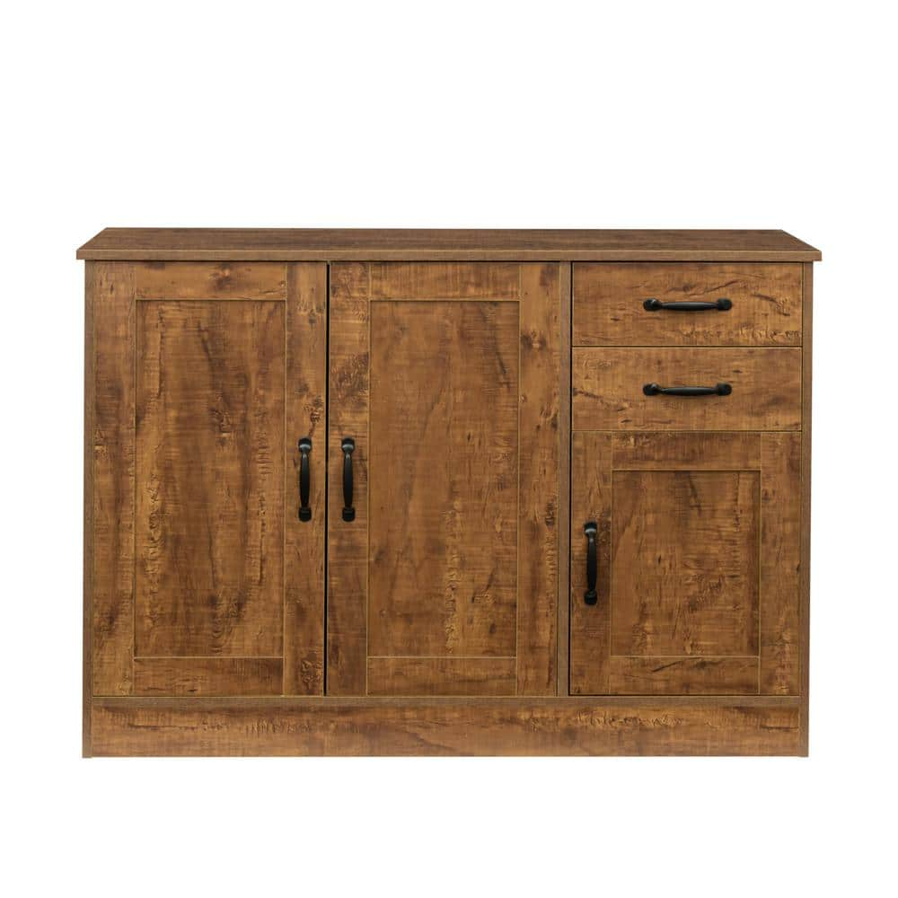 URTR Modern Walnut Wood Storage Cabinet Buffet Sideboard with