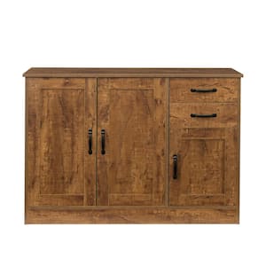 Modern Walnut Wood Storage Cabinet Buffet Sideboard with Drawers and Doors Serving Cabinet Dining Room Console Table