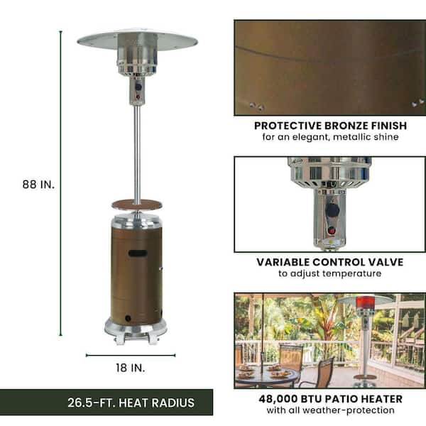 HotShot 46,000 BTU Bronze Rapid Induction Patio Heater with Large