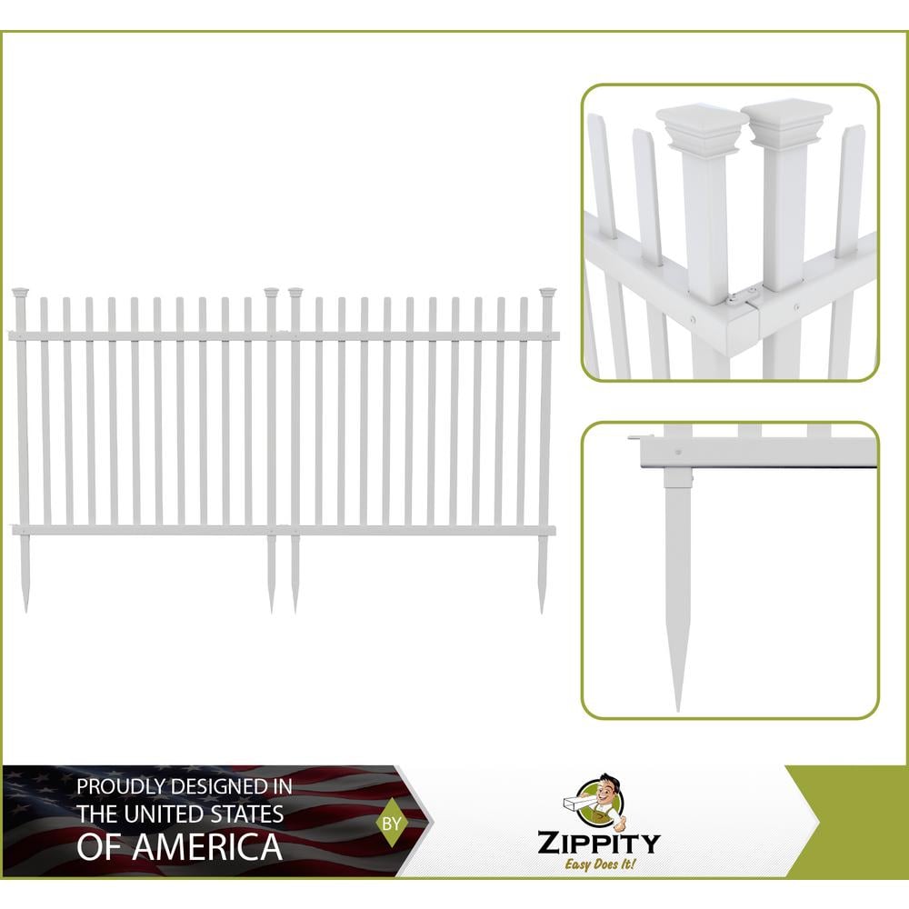 Burbank 3.5-ft White Vinyl Flat-top Picket Fence Panels