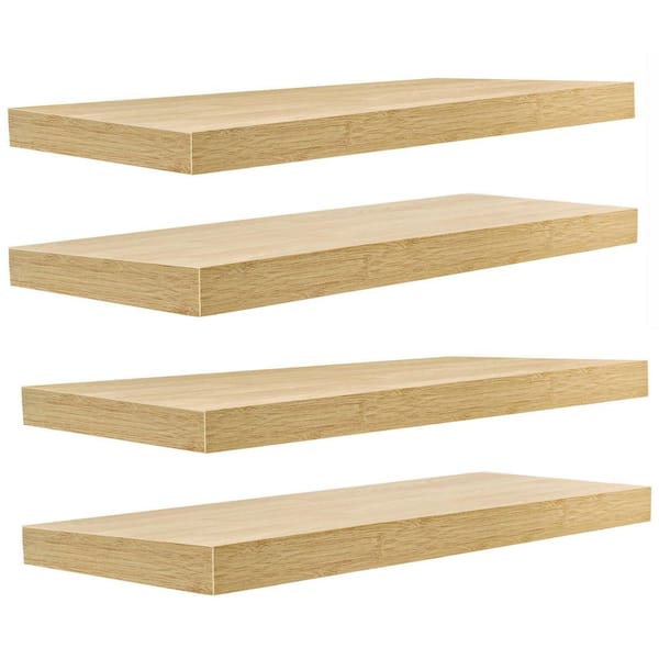 Unbranded 24 in. W x 9 in. D Yellow Floating Shelves Decorative Wall Shelf (Set of 4)